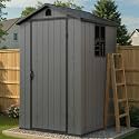 Greesum 4x4FT Plastic Outdoor Storage Shed with Floor, Dark Gray