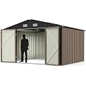 Greesum 10x8FT Outdoor Storage Shed Brown