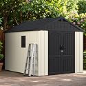Greesum 8x10FT Plastic Outdoor Storage Shed with Floor, Resin Sheds, Beige