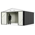 Greesum 10x10FT Outdoor Storage Shed Utility Tool Shed, Gray