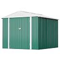 Greesum Metal Outdoor Storage Shed 8FT x 6FT, Steel Utility Tool Shed Storage House with Door &amp; Lock, Metal Sheds Outdoor Storage for Backyard Garden Patio Lawn (8’x 6'), Light White