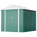 Greesum Storage Shed 6FTx4FT Outdoor Metal Tool Shed Steel Utility Storage with Door and Lock for Garden, Lawn, Patio, Green