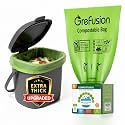 GreFusion 2.6 Gallon Compostable Trash Bags, 100 Count, Extra Thick 0.71 Mil, Certified by BPI and ASTM D6400, Perfect Fit for Small Trash Cans