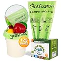 GreFusion Compostable Bags 1.2 Gallon,125 Count, Fits 0.75,1,1.2,1.3,1.6,1.8 Gallon Countertop Bin, Small compost bags, Certified by BPI, ASTM D6400 and OK Compost