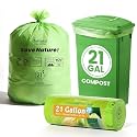 GreFusion Compostable Trash Bags 21 gallon,20 Count,Extra Thick 1.28 Mills,Fits13-25 gallon trash can, Extra Strong and thick,Compostable Lawn &amp; Leaf Yard Waste bags,ASTM D6400,Bpi Certified