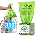 GreFusion Compostable Trash Bags for Kitchen Compost Bin 1.2 Gallon,150 Count,Compost Bags Small for Food Scrap Waste Bags for Countertop Bin Certified by BPI,ASTM D6400 and OK Compost