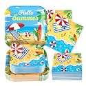 Grencian 200Pcs Beach Party Supplies Hello Summer Party Plates Serves 50
