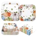 Grencian 200Pcs Fall Pumpkin Leaves Party Decorations, Serves 50