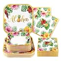 Grencian 200Pcs Hawaiian Luau Aloha Tropical Party Decorations, Serves 50