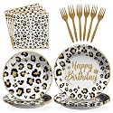 Grencian 96 Pcs Cheetah Print Birthday Party Decorations, Serves 24