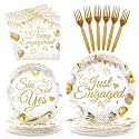 Grencian 96 Pcs Happy Engagement Party Bridal Shower Decorations, Serves 24