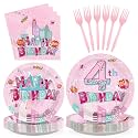 Grencian 96 Pcs Pink Spider Birthday Party Decorstions Serves 24