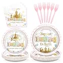 Grencian 96 Pcs Princess Castle Birthday Party Decorations, Serves 24