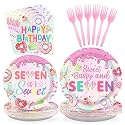 Grencian 96 Pcs Sweet Sassy Donut 7th Birthday Party Decorations, Serves 24