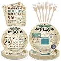 Grencian 96Pcs 80th Birthday Back in 1946 Party Decorations, Serve 24