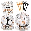 Grencian 96Pcs Halloween Ghost 1st Birthday Party Supplies，Serves 24