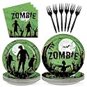 Grencian 96Pcs Halloween Zombie Party Supplies Serves 24