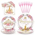Grencian 96Pcs Princess Baby Shower Birthday Party Decorations, Serves 24