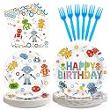 Grencian 96Pcs Robot Birthday Party Decorations, Serves 24