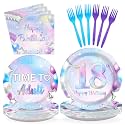 Grencian 96Pcs18th Birthday Iridescent Party Decoration, Serve 24