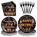 Grenciann 96 Pcs Whiskey Birthday Party Decorations for Men, Serves 24