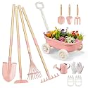 Grenebo Kids Gardening Tools Set - 11pcs Wheelbarrow Set for Kids