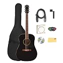 Gretsch Prelude D100 Dreadnought Acoustic Guitar - Black Bundle with Gig Bag, Strap, Strings, String Winder, Picks, Austin Bazaar Instructional DVD, and Polishing Cloth