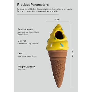 terracotta water dripper spikes for plants  cute natural carefree and sustainable  enhance plant experience  interesting gift idea  happy holidays icecream 4