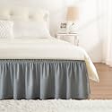 Grey Bed Skirt King Size 25 Inch Drop, Elastic Wrap Around Bedskirt