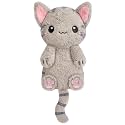 Grey Cat Microwavable 1.5 lbs Unscented Heating Pad for Women and Kids- Cute Soft Cozy Pillow Plush Heatable Warm Stuffed Animals - Kawaii Hot and Cold Plushie - Grey Cat Gifts for Girls and Women