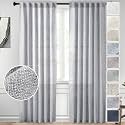 Light Grey Linen Semi Sheer Curtains 84 Inch Long 2 Panels for Living Room Rod Pocket Back Tab Privacy Added Farmhouse Window Curtain Panels with Light Filtering Vertical Drapes for Bedroom