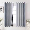 Grey and Greyish White Ombre Blackout Curtains for Bedroom 63 Inch Long