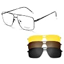 grey jack Clip On Sunglasses Polarized Magnetic Sunglasses with 3PC Lens Rectangle Eyewear Design for Myopic People 80016