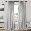 Grey Linen Back Tab Curtains 96 Inches