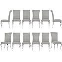 Grey and Silver Boucle Upholstered Dining Chairs Set of 12