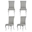 Grey and Silver Boucle Upholstered Dining Chairs Set of 4