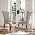 Grey and Silver Boucle Upholstered Dining Chairs Set of 2