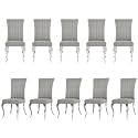 Grey and Silver Boucle Upholstered Dining Chairs Set of 10