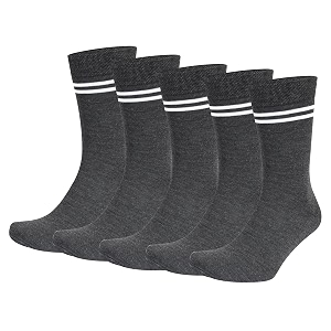 Grey with White Stripes Calf Length Woolen