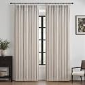 Greyish Beige 70 Inch Extra Wide Pinch Pleated Curtains 96 Inches Long 2 Panels Set for Living Room, Memory Shape Pleat Blackout Dual Layer Linen Farmhouse Insulated Noise Reducing Windows Drapes