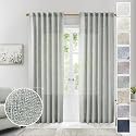 Greyish Green Linen Curtains 84 Inches Long for Living Room, Back Tab Rod Pocket Light Filtering Semi Sheer Window Drapes, Light Grey Green Boho Farmhouse Curtains for Bedroom 2 Panels Set Celadon