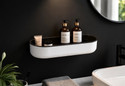 Greyoe Adhesive Compact Shower Organizer 11 Inch Plastic Bathroom Shelf Plastic Wall Shelf (Number of Shelves - 1, Black)