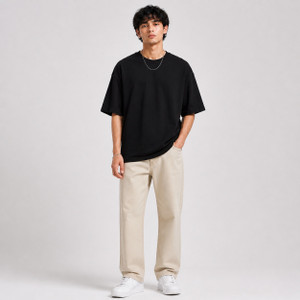 Greyscale Printed Men Round Neck Black T-Shirt