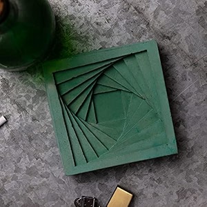 greyt designer geometric stepped ashtray for home office car  indoor amp outdoor concrete material basil green