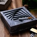 GREYT Designer Geometric Stepped Ashtray for Home |office |car | Indoor &amp; Outdoor Concrete Material (Nero Marble)