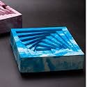 GREYT Designer Geometric Stepped Ashtray for Home |office |car | Indoor &amp; Outdoor Concrete Material (Cloud)