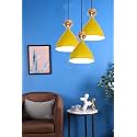 GreyWings Modern Yellow Dome Hanging Pendant Light for Ceiling, Aluminium, Antique Decor, E-27 Holder, (Bulb is not Included) 3 Light Cluster Set