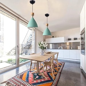 greywings modern aqua blue dome hanging pendant light for ceiling aluminium antique decor e-27 holder bulb is not included pack of 2