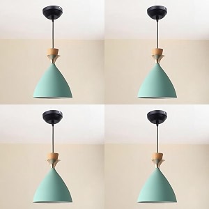 greywings modern aqua blue dome hanging pendant light for ceiling aluminium antique decor e-27 holder bulb is not included pack of 4