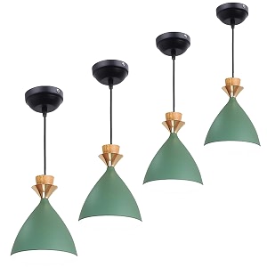 greywings modern green dome hanging pendant light for ceiling aluminium antique decor e-27 holder bulb is not included pack of 4